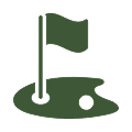 Golf course flag and hole icon